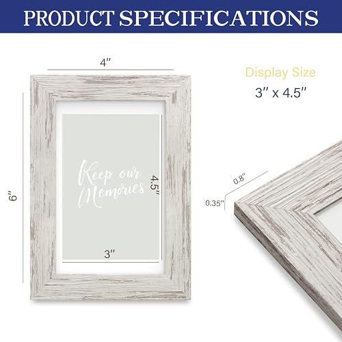 An&He 4x6 Picture Frames Set of 3, Rustic Vintage Photo Frame with HD Plastic Cover, for Wall Hanging or Tabletop Display,...