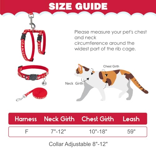 PAWCHIE Cat Harness with Leash and Collar Set - Escape Proof Adjustable H-shped Cat Harness with Star and Moon Pattern Glo...