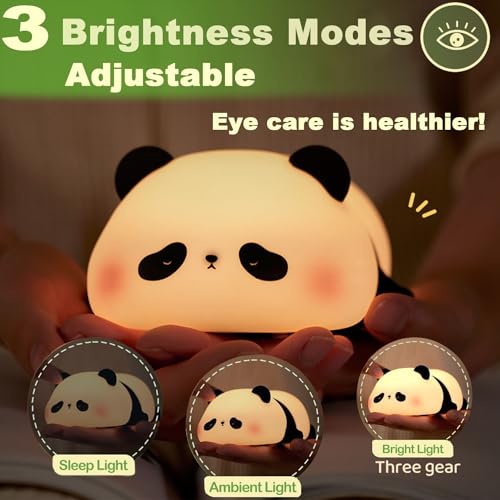 DREAMING MY DREAM Cute Panda Night Light, LED Squishy Novelty Animal Night Lamp, 3 Level Dimmable Nursery Nightlight for B...