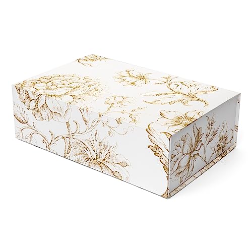 Sorarto Luxury Keepsake Gift Box 3-Pack | Gold Floral Decorative Boxes with Magnetic Lids for Presents, Wedding Memory Bo...