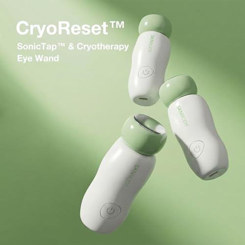 SKNBODY CryoReset™ Cooling Eye Wand – Cryotherapy Massager with SonicTap™ Vibration, Depuffing Tool for Dark Circles & Puf...