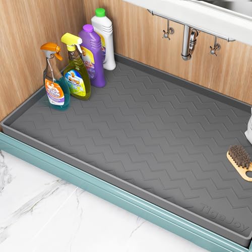 TigeJoy 34" x 22" Under Sink Mats for Kitchen Waterproof, Leak-Proof Silicone Mat Sink Protector and Cabinet Liner, Kitche...