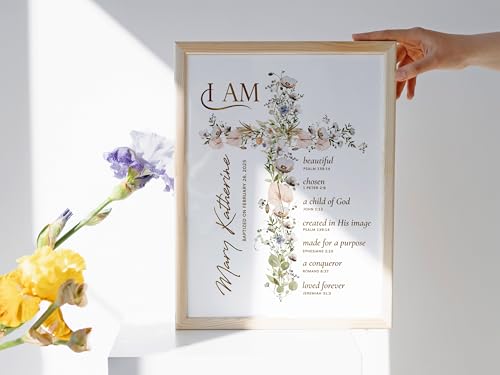 Baby Baptism Gifts for Girl Personalized Canvas or Print Unframed, First Holy Communion Gifts for Girls, Christening, Conf...