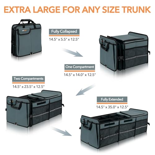 HEYTRIP Large Trunk Organizer With Built-in Leakproof Cooler Bag, 2 Tie-Down Straps, 4 Removable Dividers, Foldable Cover,...