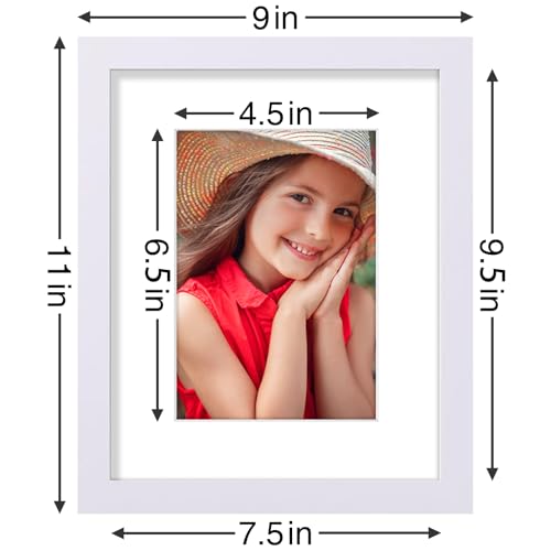 Vittanly 8x10 Picture Frames Set of 9, Shatter Resistant Plexiglass, Display 5x7 Pictures with Mat or 8x10 without Mat, Ph...