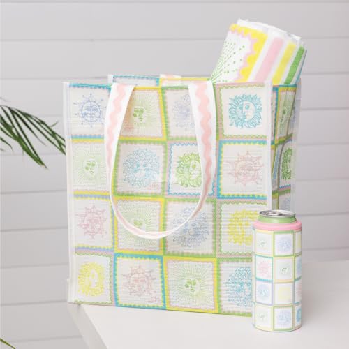 Lilly Pulitzer 13.5" x 14" Eco Tote, Market Shopper Bag, Oversize Reusable Grocery Tote with Comfortable Shoulder Strap (S...