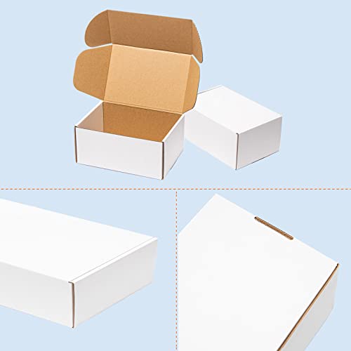 Wowxyz White Shipping Boxes 6x4x3" 60 Pack - Corrugated Cardboard Mailing Boxes for Small Business - Literature Mailer Pac...
