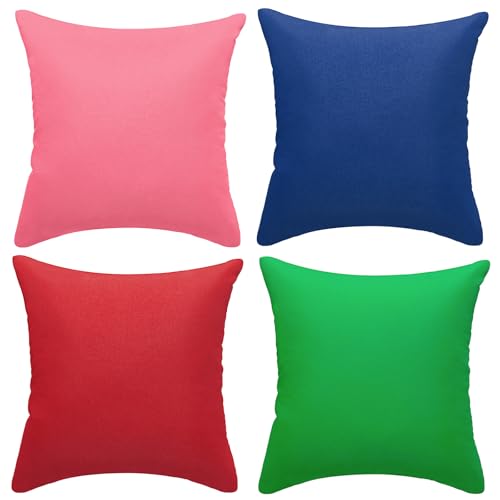 fauson Decorative Farmhouse Waterproof Pillow Covers, Solid Linen Pillowcase Cushion Covers for Patio Garden Balcony Couch...