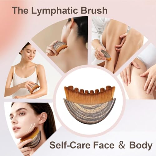 Lymphatic Contour Face Brush,for More Defined Facial Contours， Manual Lymphatic Drainage Massager, Durable Soft Bristles, ...