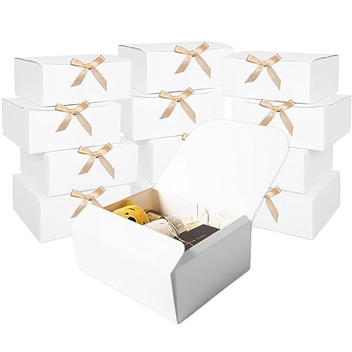LWYMX 12 PCS White Gift Boxes with Lids，9.8x7.8x3.9, Bridesmaid Proposal Box with Ribbon, Gift Boxes for Wedding, Christma...