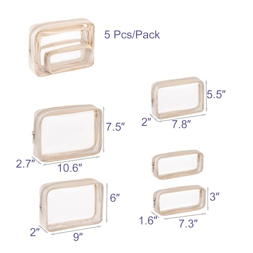 Remobia Hicol TSA Approved 5-Piece Diaper Bag Organizer Pouch Set Clear Waterproof TPU Kids Toiletry Storage Set Travel Pa...