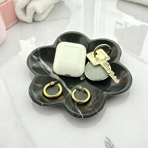 Tumbler Home Marble Jewelry Dish, Jewelry Trinket Dish for Rings Necklaces, Earrings, Accessories, Catchall Stone Tray Han...