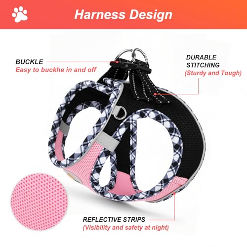 Hipubby Dog Harness Small Sized and Leash Set, No Pull Soft Mesh Puppy Vest, Reflective Breathable Lightweight Pet Harnes...