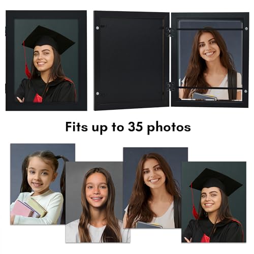 Americanflat 8x10 Picture Frame with Storage - Quick Change Storage Frames with Shatter-Resistant Glass - Holds 35 Photos...