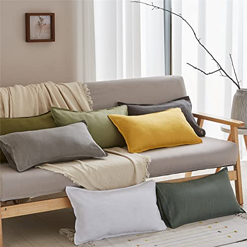 Simple&Opulence 100% Linen Lumbar Pillow Cover 12 x 20 Inches Set of 2 Rectangular Decorative Throw Cushion Cover for Couc...