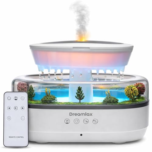 Dreamlax Rain Humidifiers for Bedroom – Cool Mist Essential Oil Diffuser, White Noise Machine with 10 Nature Sounds, 7 LED...