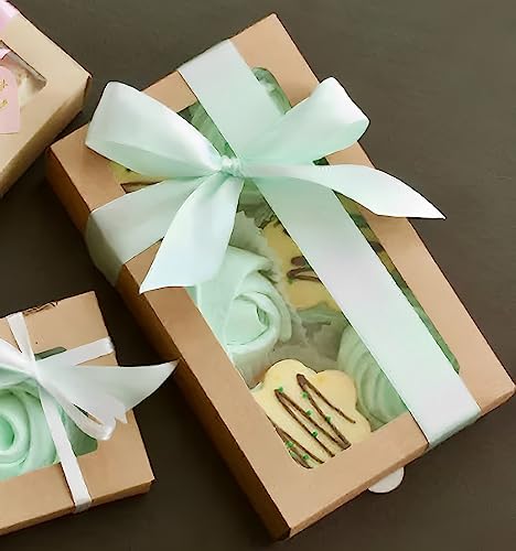 VANKUTL 8x6x2.5 Inches 20pcs Brown Bakery Boxes with Window, Cookie Boxes for Packaging, Treat Boxes for Cupcakes, Valenti...