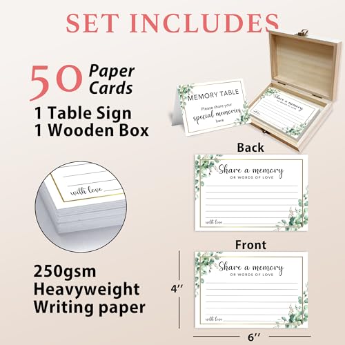BHTPNG Share A Memory Card for Celebration Of Life - 50 Pcs Memorial Cards, Memory Box for Graduation Wedding, Funeral Kee...