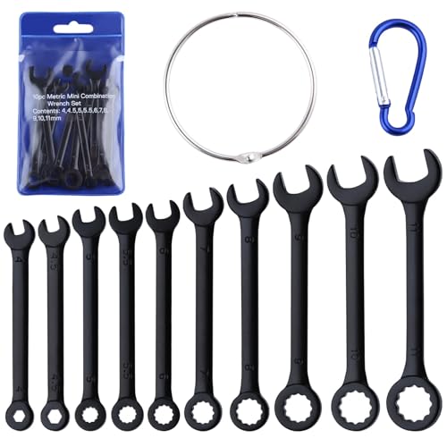 GOLD DEER 10PCS Mini Wrench Set Standard Metric 4mm-11mm Ignition Wrenches Open End and Box End Combination Wrench Set wit...
