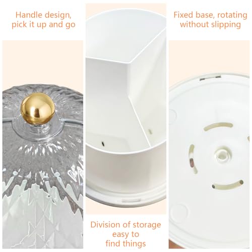 360 Rotating Makeup Brush Holder Organizer With Lid - Multifunctional Toothbrush Holder With Cover For Bathroom Countertop...