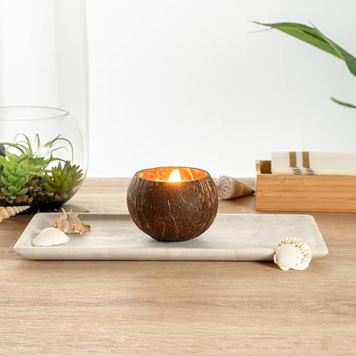 Restaurantware Coconut Shell Candle - 1 Soy Wax Candle 3.94 x 3.94 x 2.76 Inches - Handmade Decorative Candle Bowl with Wo...