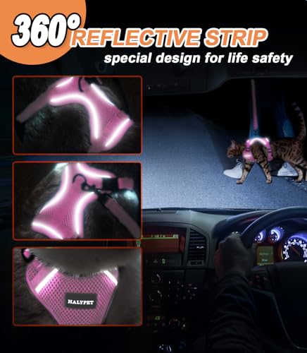 Halypet Cat Harness and Leash Set [ MAX Safety Third Generation ] Escape Proof Soft Adjustable Cat Leash Breathable Comfor...
