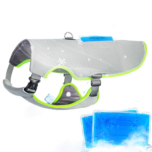 Mora Pets Dog Cooling Vest with Ice Packs, Reflective Adjustable Cooling Vest for Dogs with Leash Ring for Hot Weather Coo...