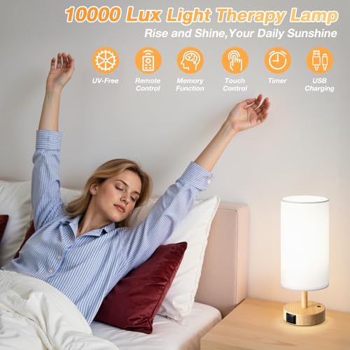 Dicoool Light Therapy Lamp 10000 Lux, Happy Light CRI>95 Sun Lamp with Remote, 3 Color Temperatures & Stepless Dimming, Su...