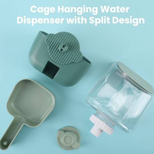 Automatic Replenish Pet Waterer, 1L Capacity Auto Siphon Gravity Cage Hanging Water Dispenser Set for Dog and Cat Small An...