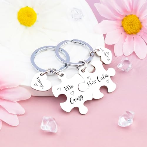 His And Hers Gifts Matching Keychains for Couples Husband Wife Engagement Gifts for Couples Long Distance Relationship Gif...