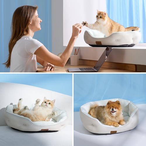 Bedsure Cooling Dog Beds for Small Dogs - Round Cat Beds for Indoor Cats, Washable Pet Bed for Puppy and Kitten with Slip-...