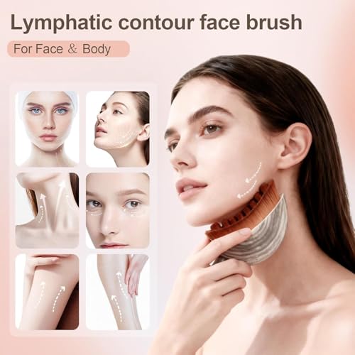 Lymphatic Contour Face Brush,for More Defined Facial Contours， Manual Lymphatic Drainage Massager, Durable Soft Bristles, ...