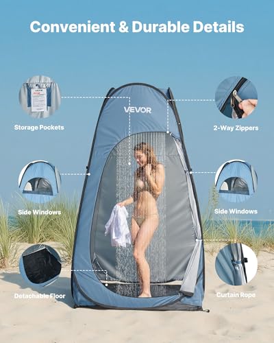 VEVOR Pop up Privacy Tent, Instant Portable Privacy Tent Changing Room with Ground Stakes, Ropes, and Carry Bag, 190T Poly...