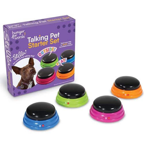 Hunger for Words Talking Buttons Starter Set - Recordable Buttons to Teach Your Dog to Communicate, Dog Training Games, Pl...