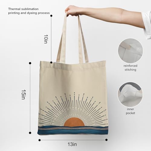 YeiHe Vintage Boho Tote Bag Aesthetic, Boho Sun Sunshine Ocean Wave Canvas Tote Bag for Women, Boho Gifts for Women, Boho ...