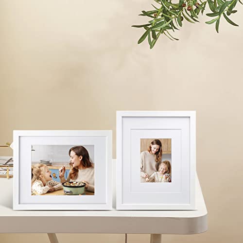 Egofine 11x14 Picture Frame White - Photo Frame Made of Solid Wood Covered by Plexiglass for Table Top Display Pictures 5x...