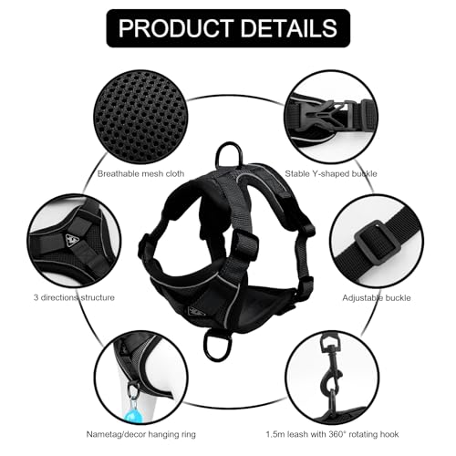 Skmeditec Cat Harness and Leash Set: Upgraded Escape Proof Vest with Lead for Large Cat Small Dog Puppy Walking, Soft Jack...