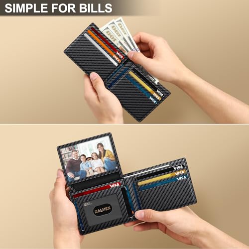Wallet for Men Slim RFID Blocking Leather Credit Card Holder Wallet for 14 Cards, Bifold Minimalist Thin Wallet with 2 ID ...
