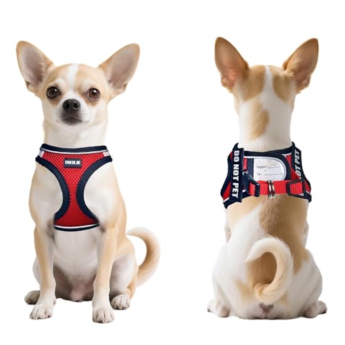 Service Dog Harness Vest Set Emotional Support Small Size Dog- 6PCS Removable Patches -Mesh Puppy Harness and Leash Set Tr...