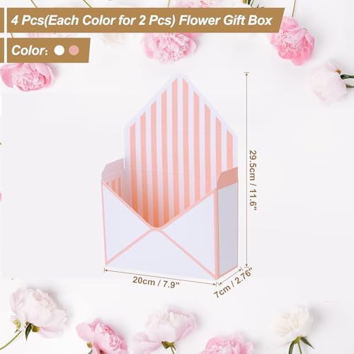 PATIKIL Paper Flower Gift Bags Set, 4 Pcs Paper Bouquet Flower Gift Bag with Handle Small Folding Hand Hold Envelope Box f...