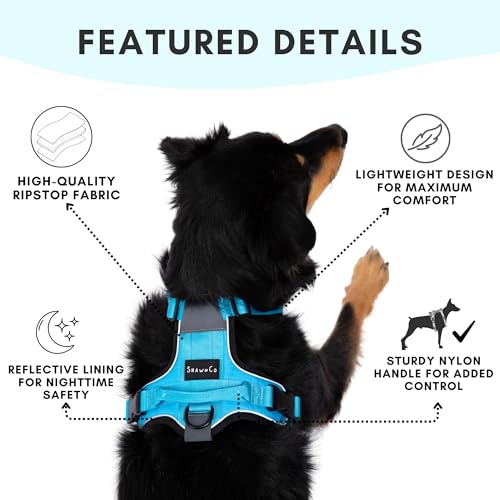 ShawnCo Basecamp Dog Harness, No-Pull Pet Vest with 3 Leash Clips, Padded, Reflective, Lightweight and Adjustable Harness ...