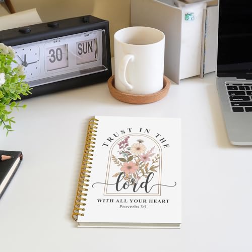 ROXMART Christian Floral Spiral Notebook, Proverbs 3:5 Bible Journal, Christian Gifts for Women, Trust in the Lord with Al...