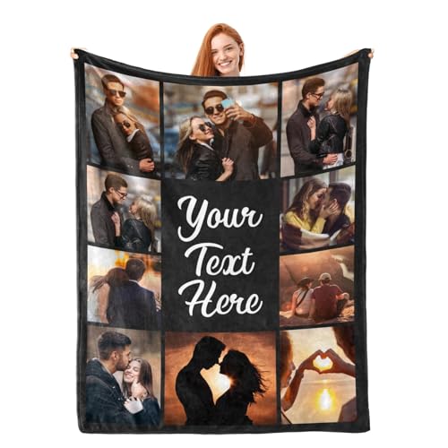 inkArts Custom Blanket Throws with Photos Text Personalized with Picture Customizable, Customize for Mom, Dad, Couple, Gir...