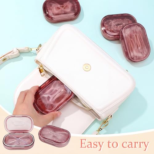 bomyarJr 4 Pcs Qtip Holder Pink Hair Tie organizer Small Container Portable Travel Qtips Case Cotton Swab Holder Flosser D...