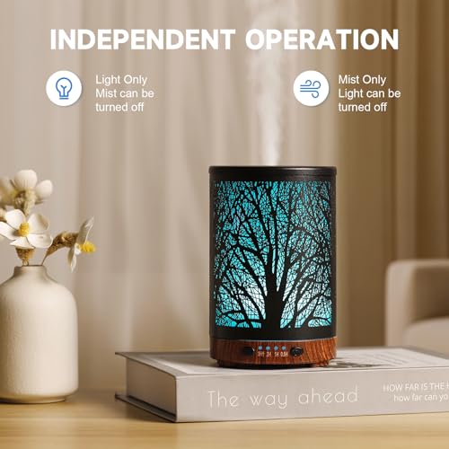 JOYOLO Essential Oil Diffuser 120ML Metal Aromatherapy Diffuser with Timer, Cool Mist Humidifier with Auto Shut-Off & 7 Co...