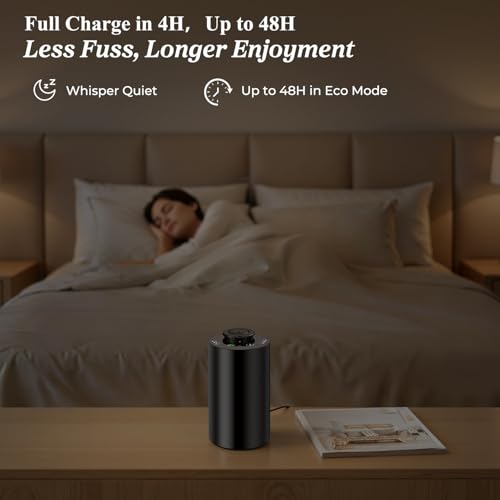 URPOWER Waterless Essential Oil Diffuser: No Water Needed Battery Operated Scent Diffuser - 2 * 20ML Hotel Fragrance Essen...