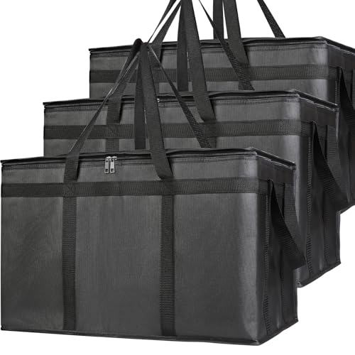 Bodaon 3-Pack Insulated Food Delivery Bag, XXXL Pizza Cooler Bags, Rideshare Delivery Bag, Thermal Cold/Hot Styrofoam Carr...