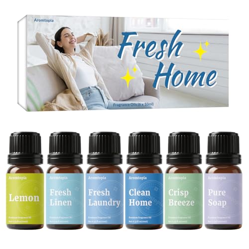 Diffuser Fragrance Oils, Aromtopia Essential Oils for Diffusers for Home, 6x10ml Fresh Home Set, Clean Scents for Candle S...