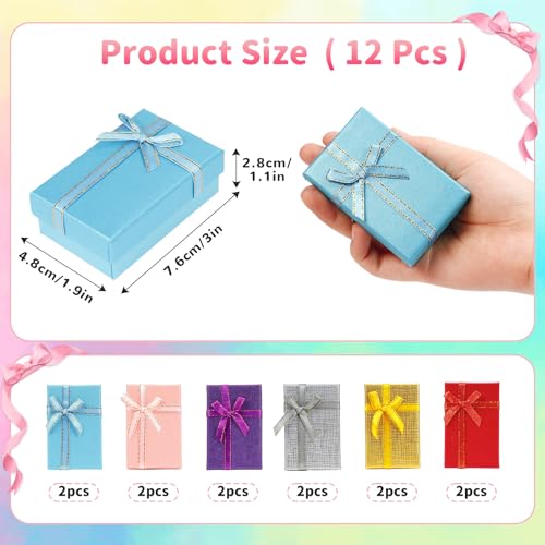 WATMTIN 12 Pcs Small Jewelry Gift Boxes, 3.1 x 1.9 x 1 Inch Small Empty Gift Boxes Set for Earrings Rings Necklaces, Jewel...
