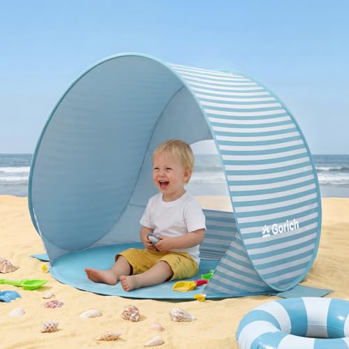 Gorich Pop Up Baby Beach Tent with UPF50+ UV Protection, Portable Toddler Sun Shelter with Mesh Ventilation, Lightweight &...